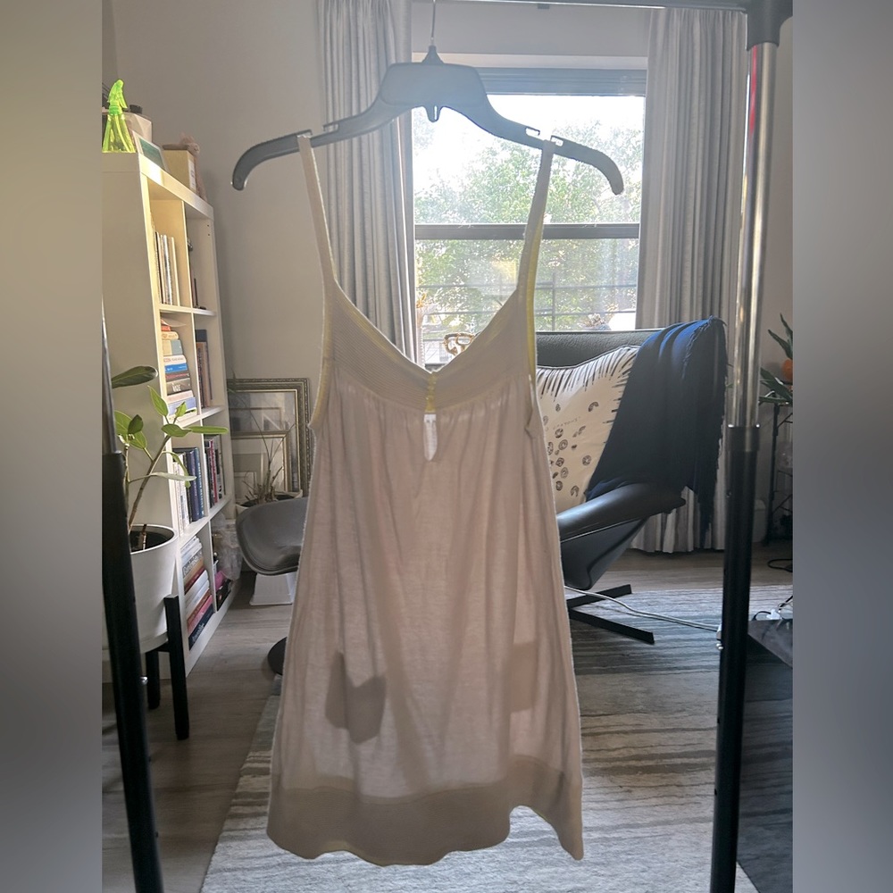tsesay Light Gray/Neon Yellow Tunic Tank Top with Porkchop Pocket Detail
